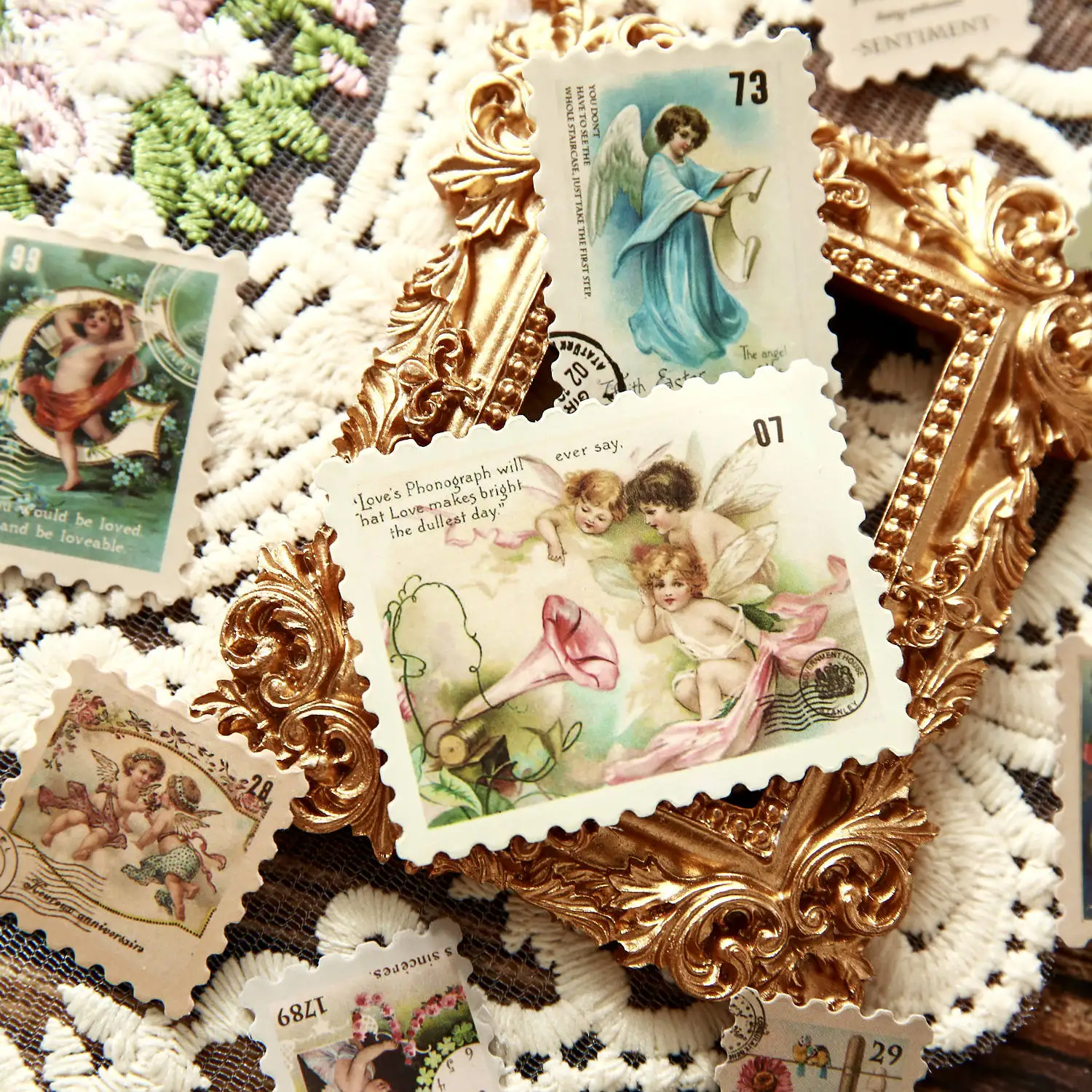 Vintage Plant Mushroom Stamp Landscape Sticker Creative DIY Journal Material Collage Scrapbooking Stationery