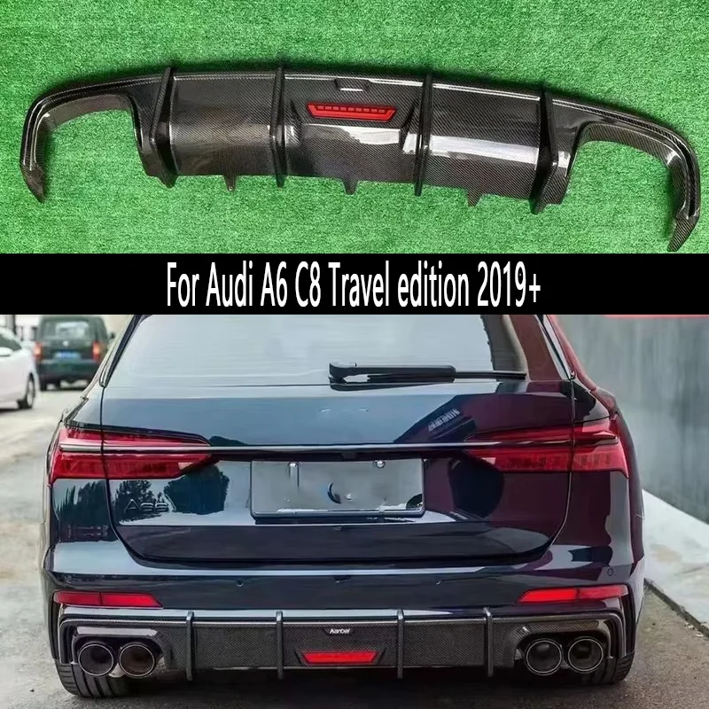 

Для Audi A6 C8 Travel Edition 2019+ – задний диффузор из карбона, сплиттеры, спойлер, накладка на бампер, автозапчасти, обвес
