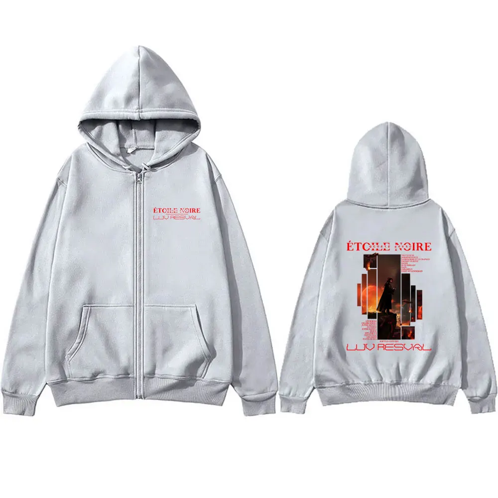 French Rapper Luv Resval Etoile Noire Graphic Zip Up Hoodie Male Hip Hop Pop Music Coat Men Casual Cotton Vintage Zip Up Jacket