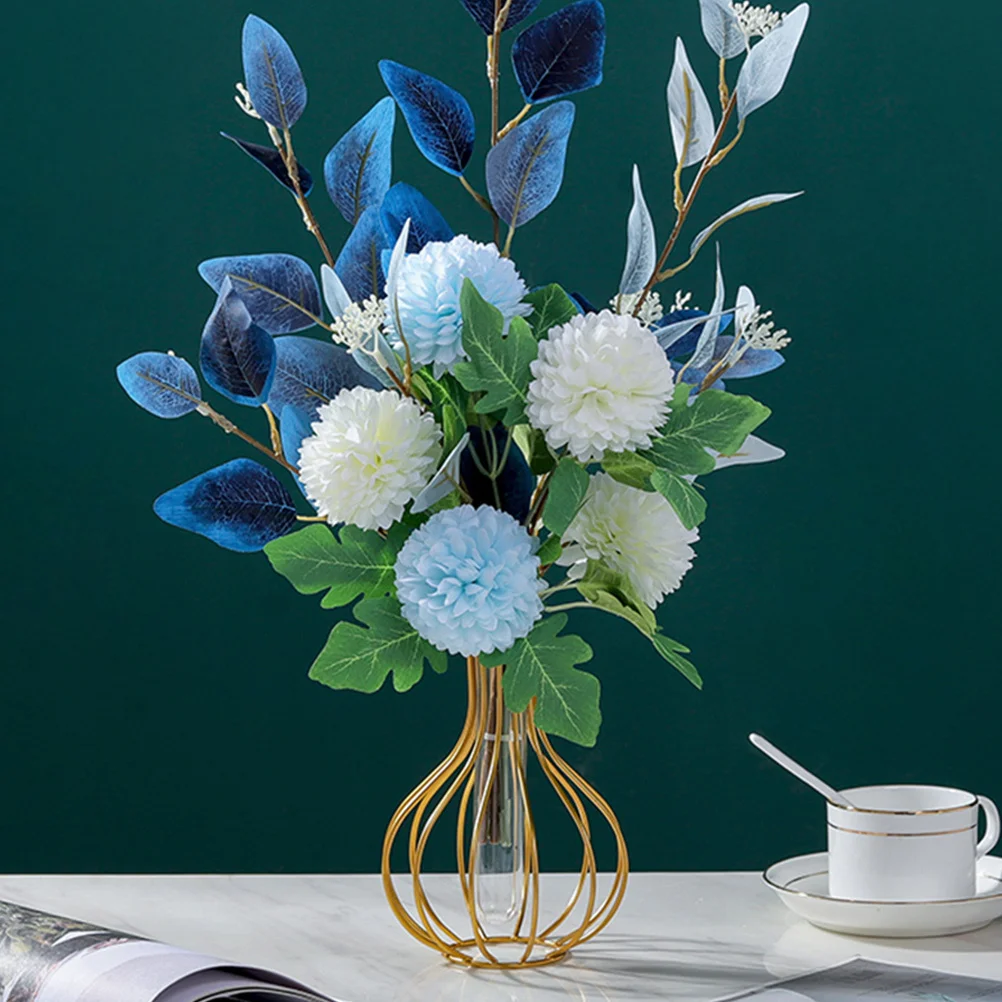 

Hydroponics Glass Tube Iron Frame Hollow Iron Art Glass Vase For Home Office Living Room Decorative Flower Vase