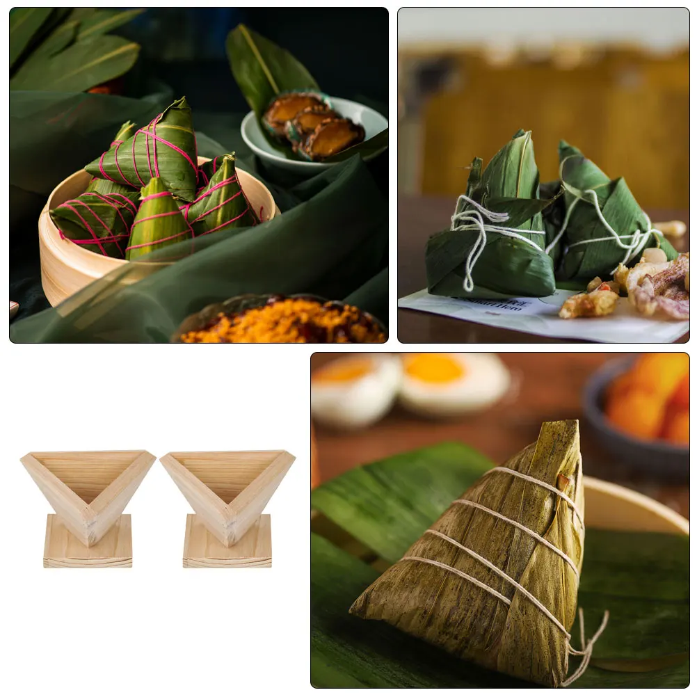 

2pcs Mold Wood Triangular Rice Dumpling Molds Kitchen DIY Tool Creative Traditional Chinese Food Maker Efficient