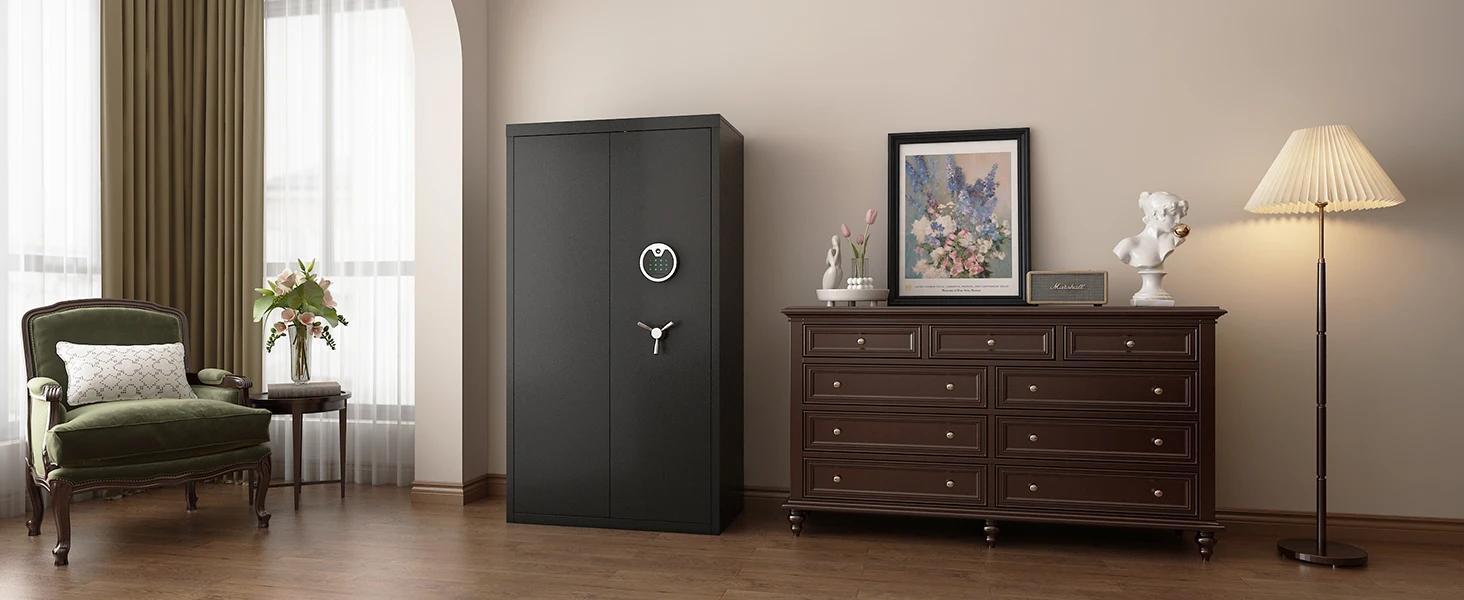 30-40 Large Gun Safe for Rifles and Pistols, Unassembled Digital Gun Safe, Rifle Safe with LCD Keypad and Adjustable Shlef