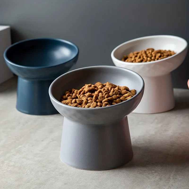 Ceramic Raised Cat Bowls Cat Food Bowls Tilted Elevated Cat Food Bowl Stress Free Backflow Prevention Dishwasher Microwave Safe