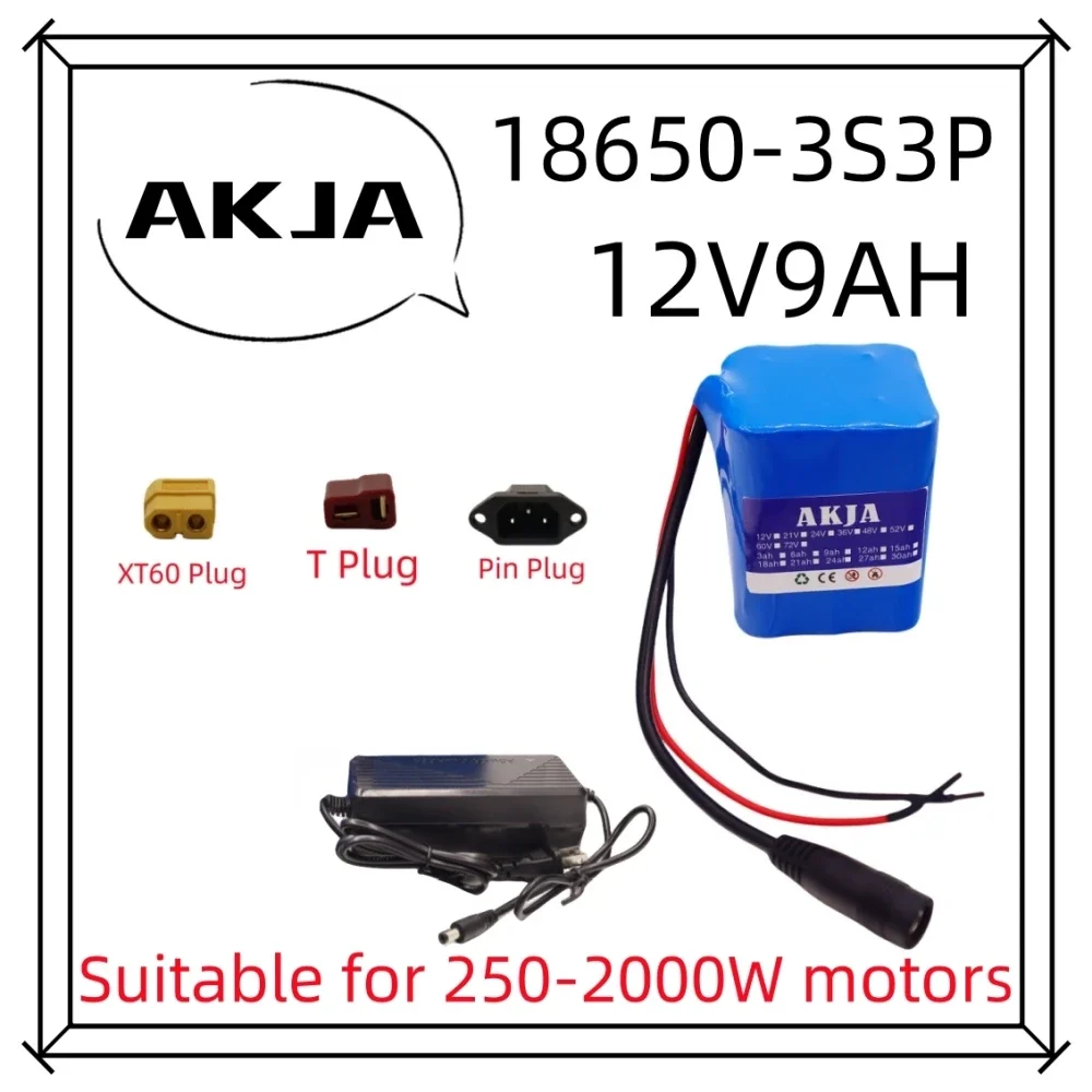 

Air fast transportation 3S3P12V9Ah battery pack 18650 lithium ion DC12.6V super large capacity rechargeable battery with BMS