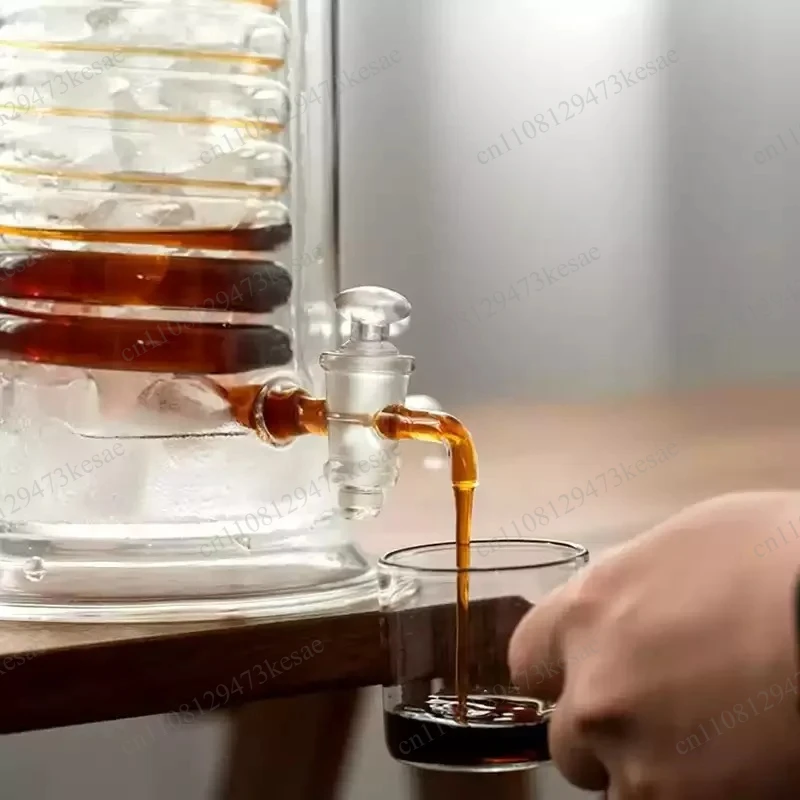 Cold Brew Coffee Maker Ice Drip Slow Brew Pot High Borosilicate Glass Tea Coffee Cooling Pot Drip Filter Cold Brew System Home