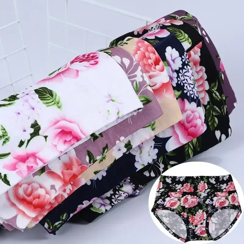 Nové bambusové spodní prádlo velké velikosti dámské kalhotky dámské květinové kalhotky s vysokým pasem a sexy kalhotky 12XL - náhled 2