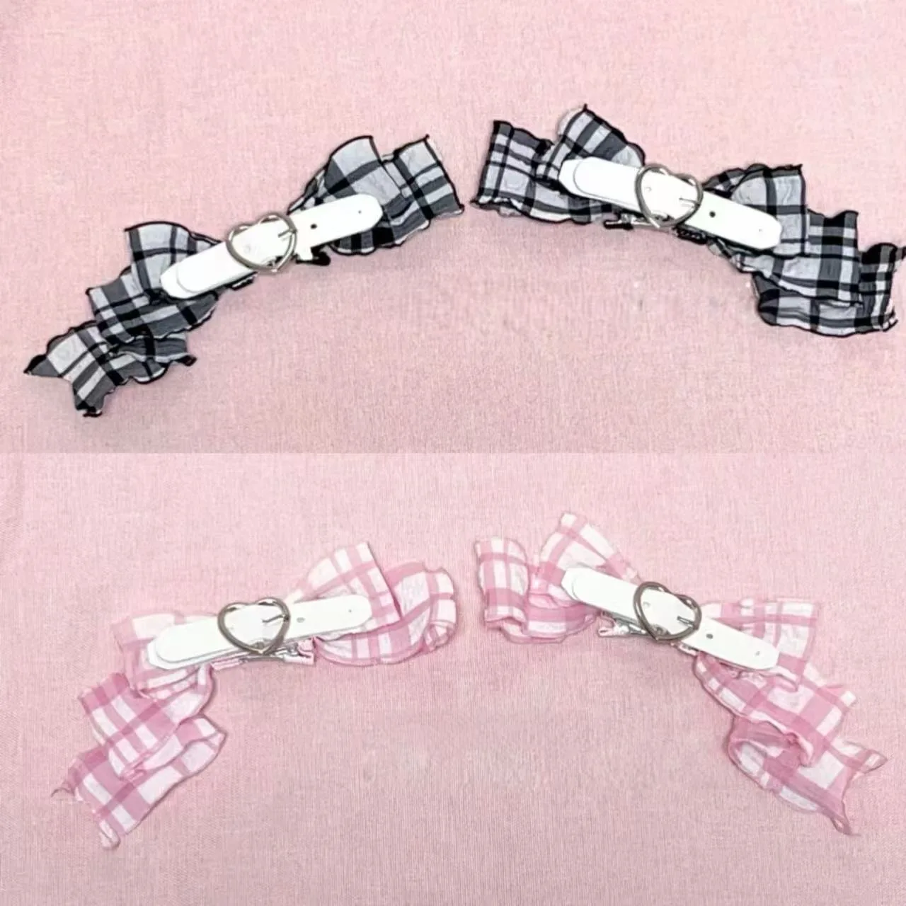 1 par Harajuku dulce gótico Lolita Y2K chica Retro rejilla hebilla de cuero accesorios para el cabello horquillas horquilla Clip para el cabello