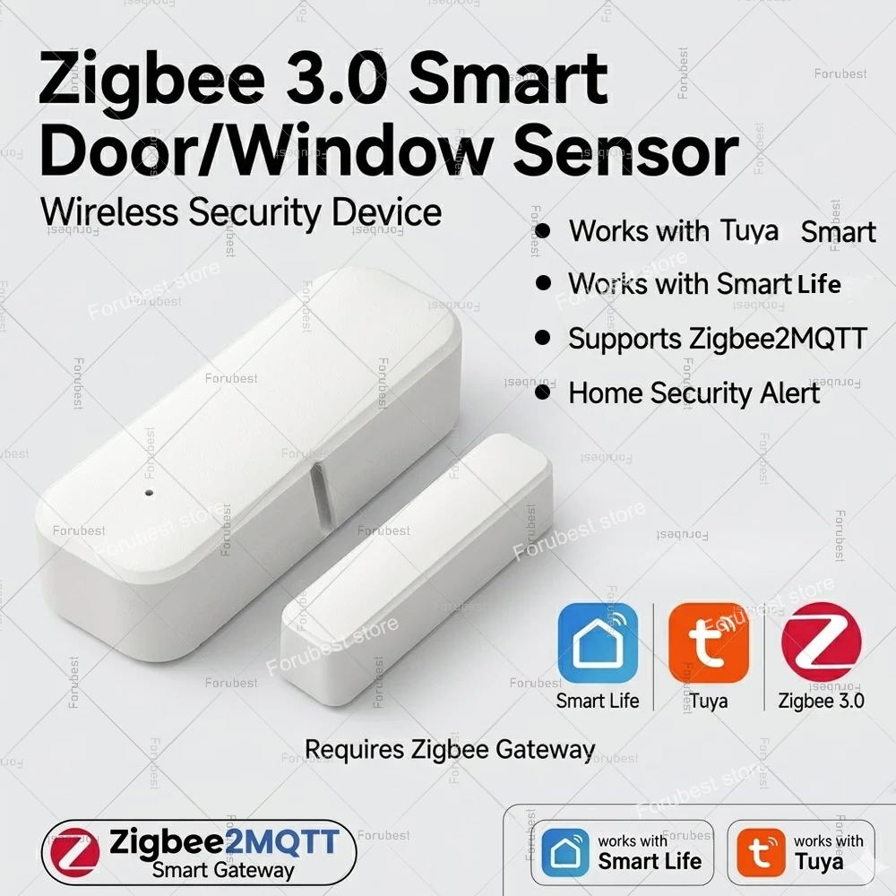 

Датчик открытия/закрытия двери/окна Tuya Zigbee, детектор открытия/закрытия, умная домашняя сигнализация, защита от взлома, работает с HA 2MQTT