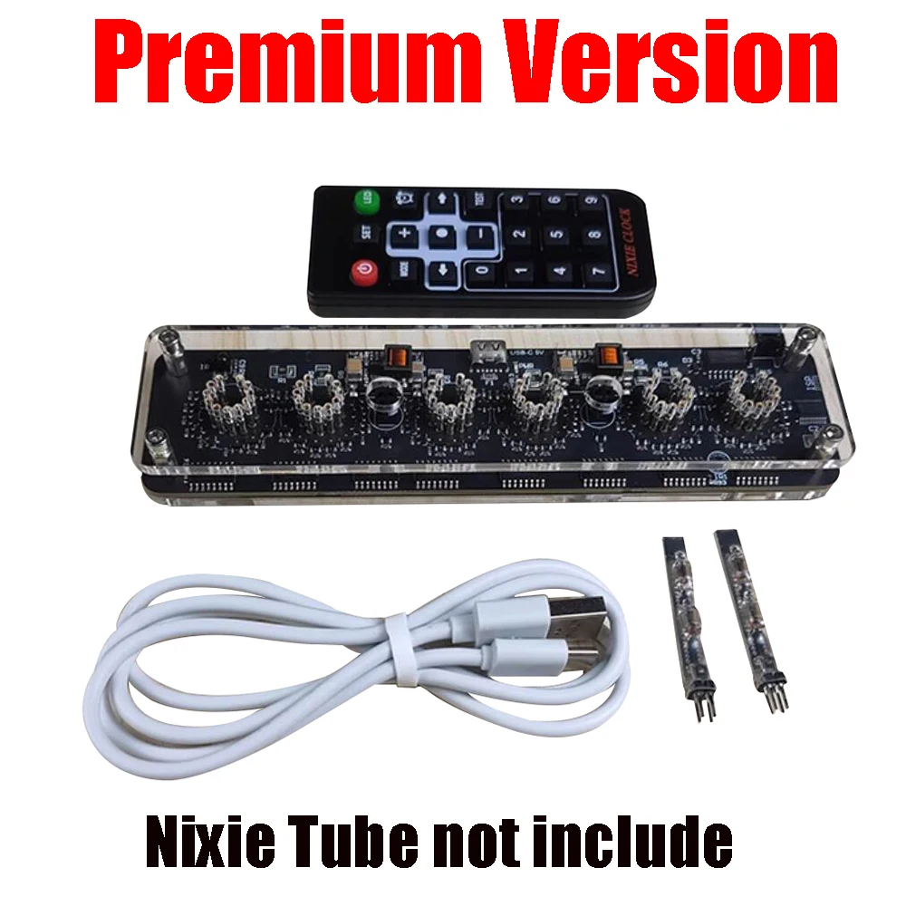 6bit Nixie Clock IN14 IN8 Tube Clock Base W TYPE-C USB POWER IN-14 IN-8 Glow Tube Digital Display Clock Remote Control