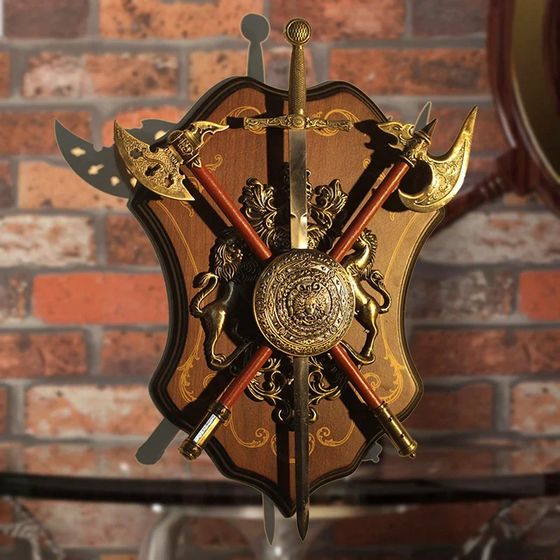 Medieval wall decoration Shield with sword armor Cafe wall decoration KTV bar wall hanging