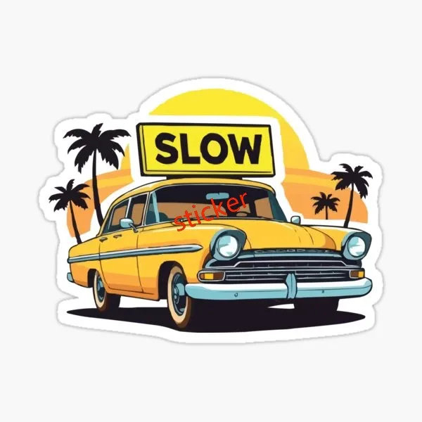 

Custom Printing Sticker Slow Car Club Decal Suv Motorcycle Bumper Camper Windshield Bumper