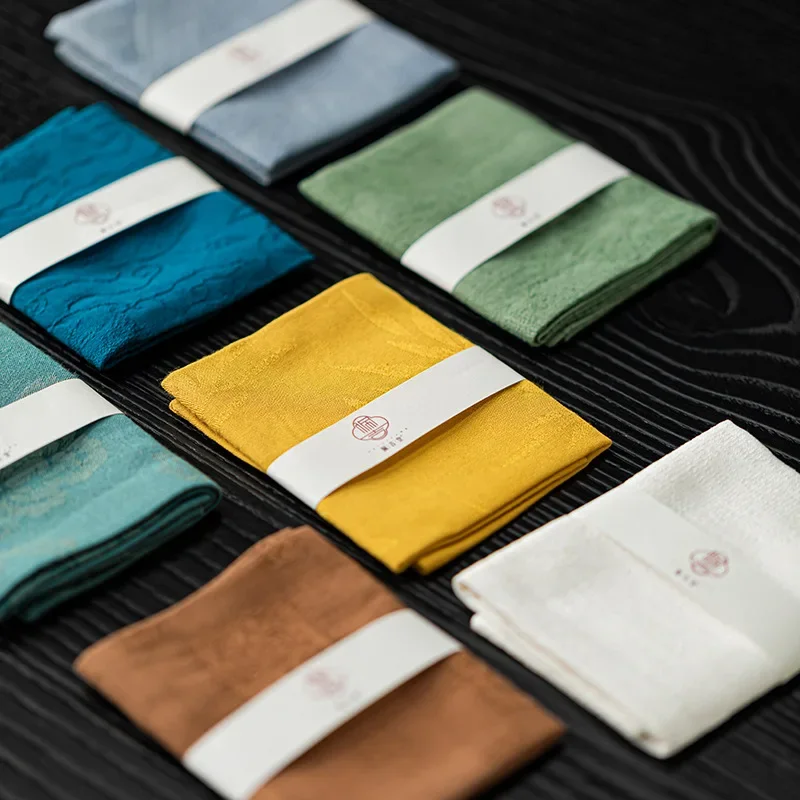 Silk Cotton Jacquard Absorbent Tea Towel Square Handkerchief Rag Kung Fu Tea Table Cloth For Home Use Table Decor Craft Gift