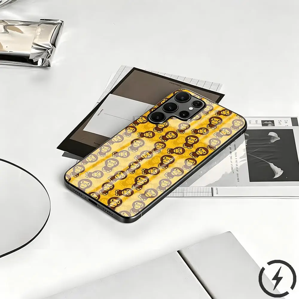 Brand b-bape Phone Case For Samsung S26 S25 S24 S23 S22 S21 S20 Plus Ultra Note20 Glass Magnetic Case