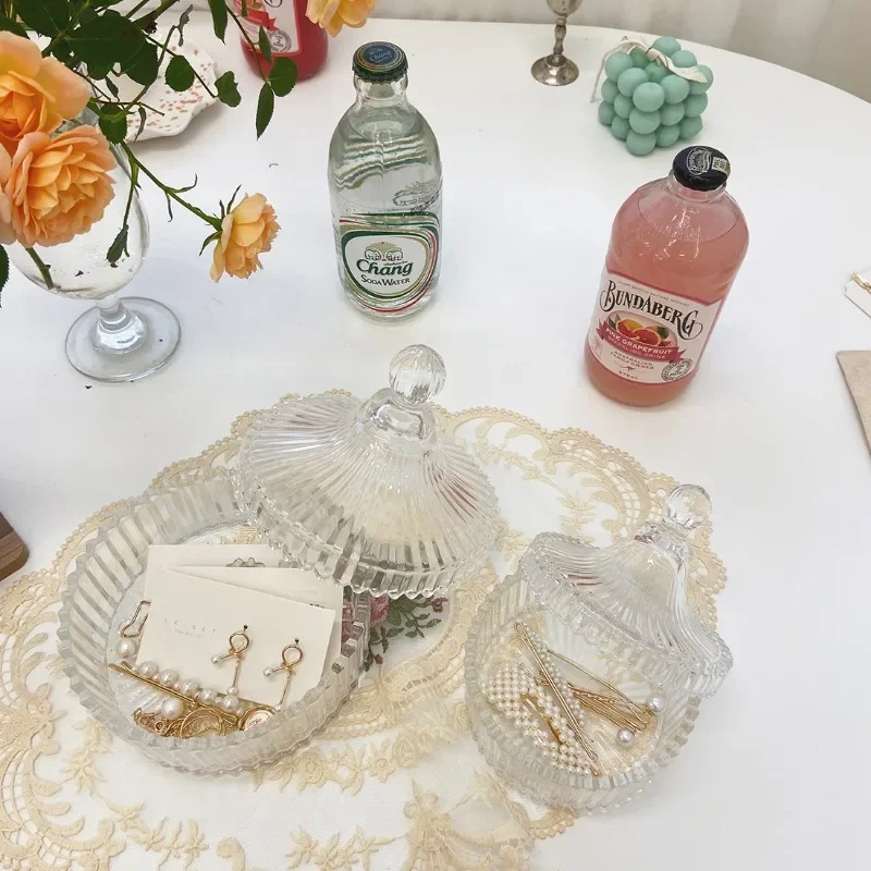 Transparent yurt glass jar storage jar wedding candy jar wax jar glassware with lid spot jewelry boxes and packaging