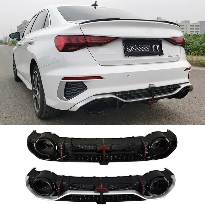 S3 S-Lijn Haccback Met Sedan Diffuser Bumper Spoiler Uitlaat Led Gloss Black Voor Audi 2021 Auto Accessoires om RS3 Stijl