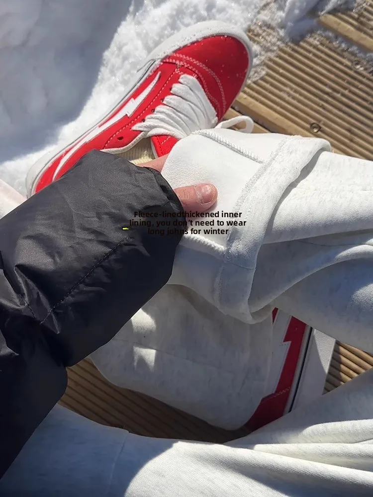 

Мужские расклешенные леггинсы на подкладке Cleanfit, зимние повседневные брюки с цветочным принтом и боковой молнией, длинные брюки с наклонным вырезом, прямые брюки