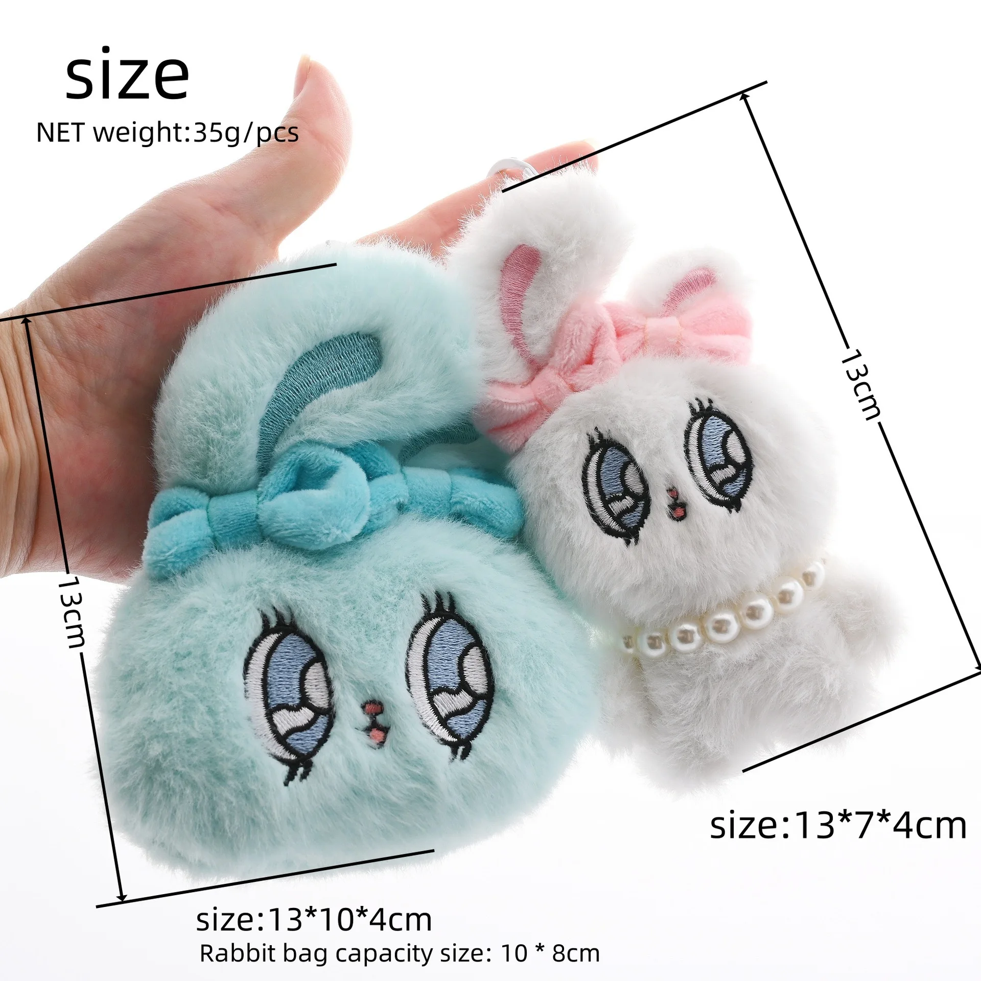 Porte-clés en peluche Kawaii Big Eyes Rabbit, porte-clés nœud papillon chérie, joli sac à dos, sac à main, cadeau pendentif en peluche, 13cm