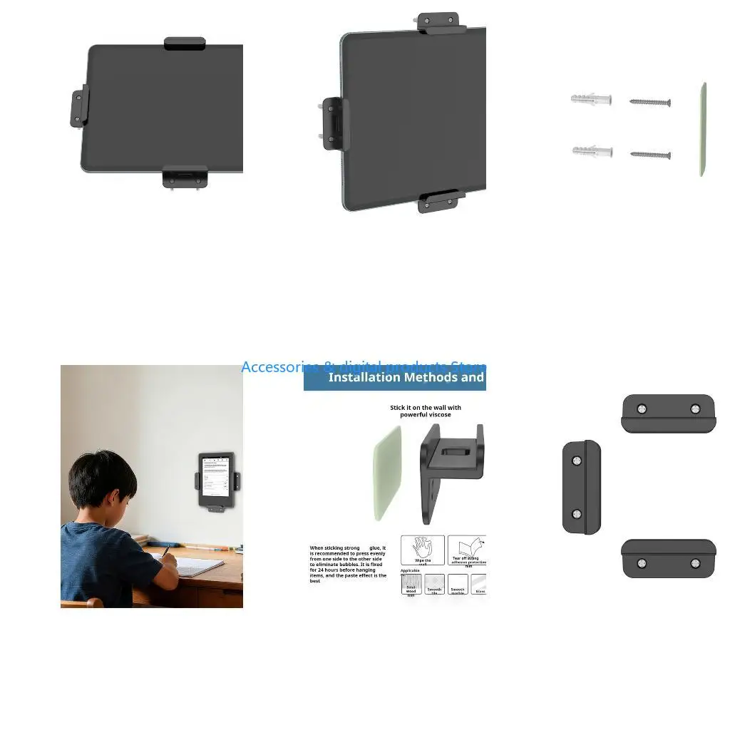 77JD Adjustable Plastic Wall Mount Holder For Kitchen Office Bathroom Tablets Use