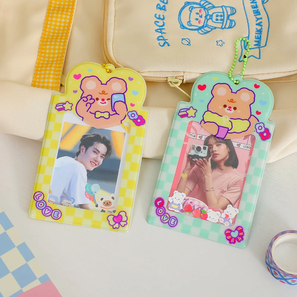 Clearance_Girl Cartoon Photocard Holder Rabbit Card Set Plastic Card Bag 3-inch Small Card Set Idol Photo Key Pendant_Continuous image 4