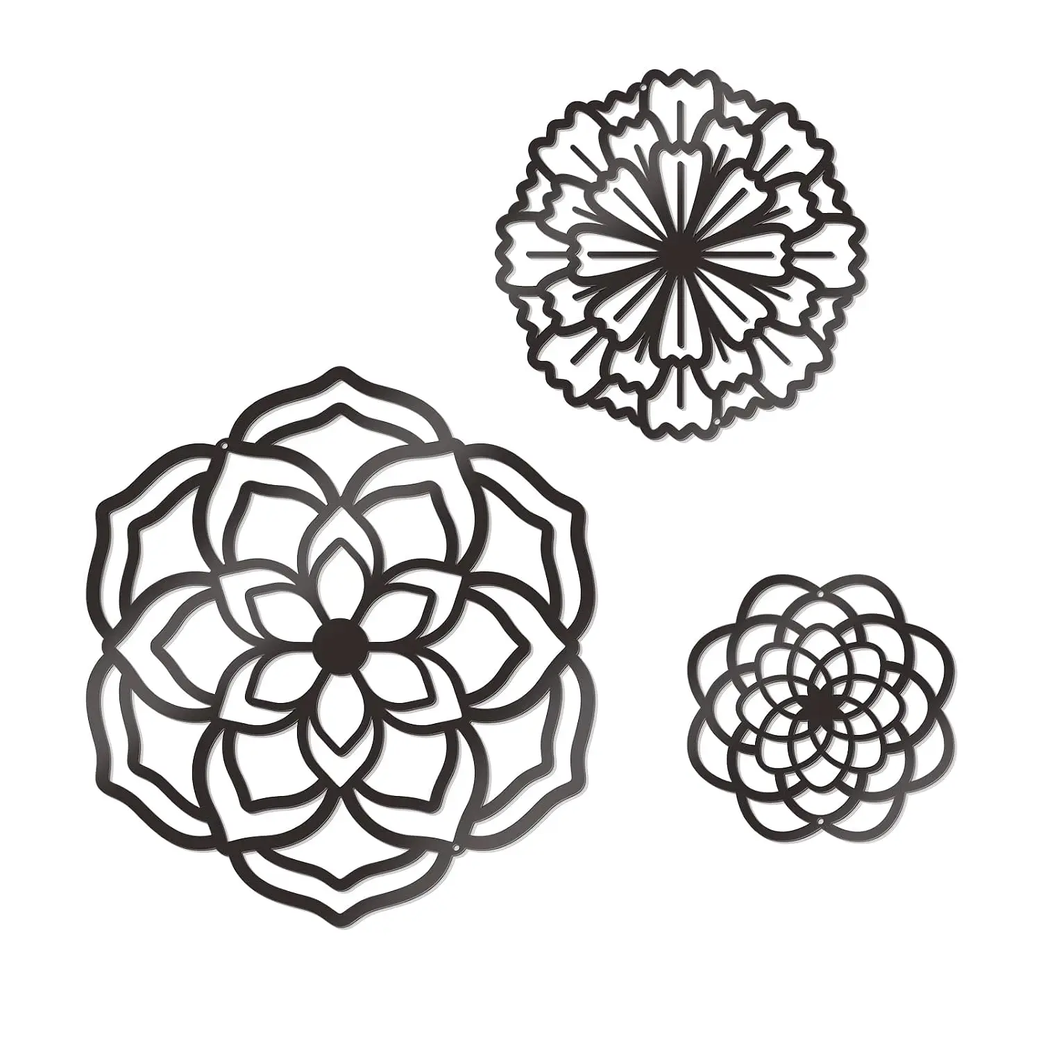 3 Pcs Metal Flowers Wall Decor Black Wall Decoration Metal Flower Art Farmhouse Wall Decor Multiple Flowers Hanging, Customized