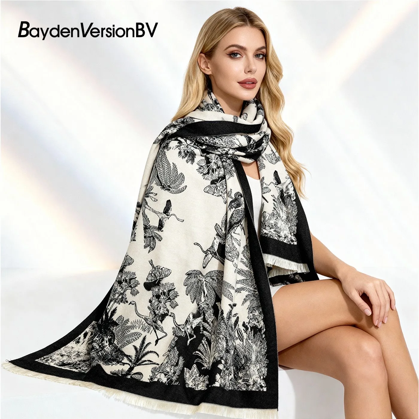 وشاح حبر مزدوج الجوانب جديد لعام 2025 للنساء شتوي سميك ودافئ متعدد الوظائف شال شتوي صندوق هدايا أساسي يأتي مع هدية