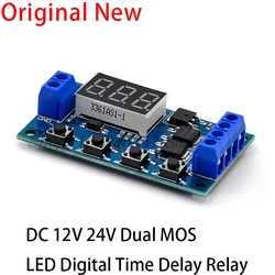 DC 12V 24V Dual MOS LED Digital Time Delay Relay Trigger Cycle Timer Delay Switch Circuit Board Timing Control Module DIY