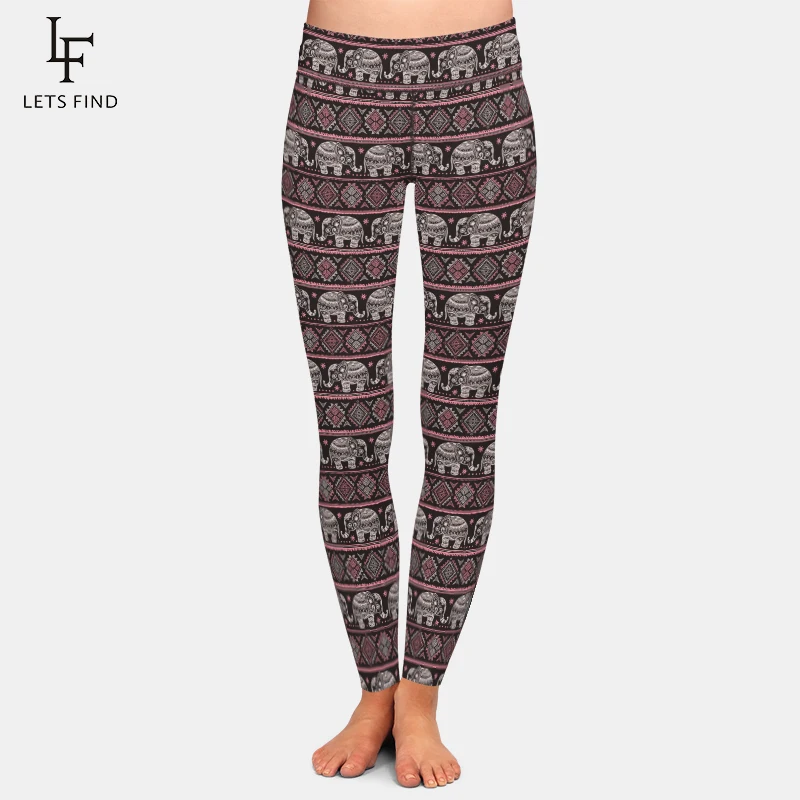 

LETSFIND Fashion High Waist Women Fitness Leggings Cute Elephant Printing High Quaility Soft Slim Full Leggings