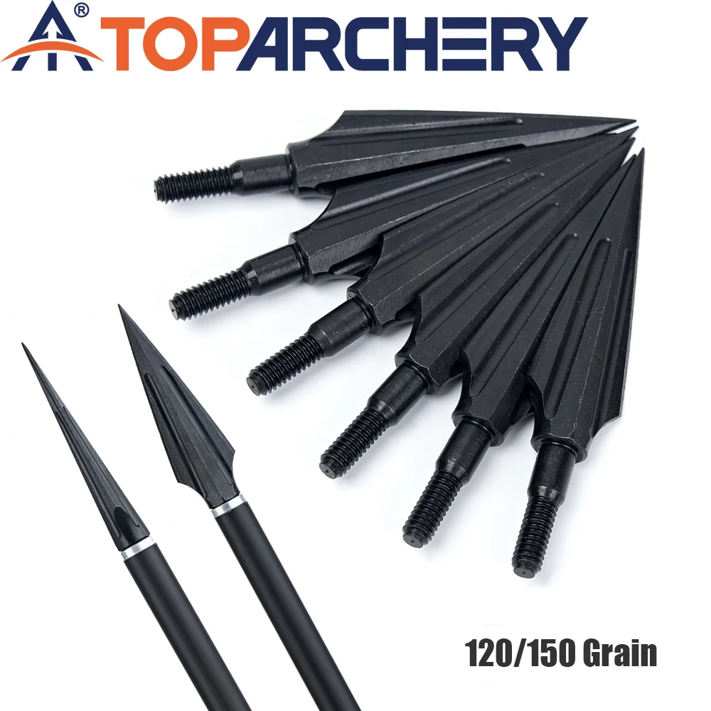120/150 الحبوب عالية الكربون الصلب السهم الصيد برودهيد السهم نصائح ل قوس منحني/مجمع الصيد الملحقات 6/12/24 قطعة #1