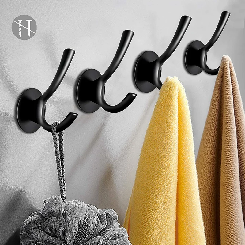 

Adhesive Hooks,Self Adhesive Hooks Waterproof Wall Hangers Without Nails Kitchen Bathroom Shower Wall Sticky Hooks 4 Pcs