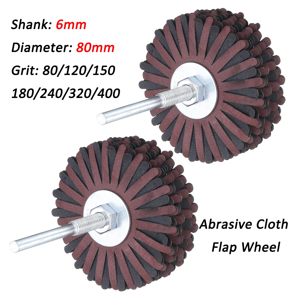 

Abrasive Cloth Flap Wheel 1/4 Inch Polishing Abrasives Grinding Carving 80mm Flower Head with Handle 80-400 Grit Hardware Tools