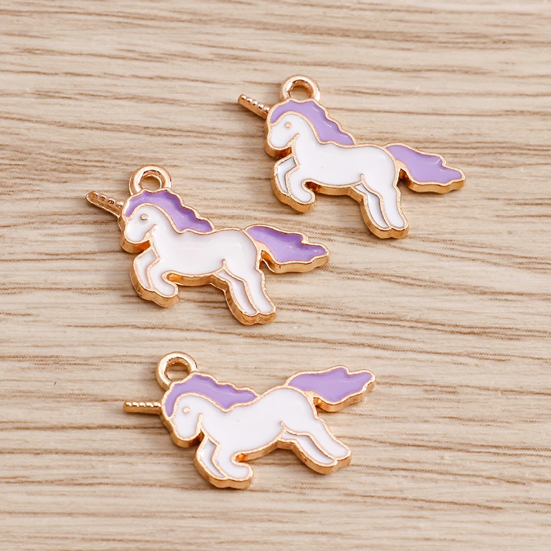 Tusember 10 Stück 4 Farben Emaille-Pferde-Mini-Einhorn-Anhänger für DIY Ohrhänger, Armbänder, Halsketten, handgemachtes Schmuckbasteln – Detail 3