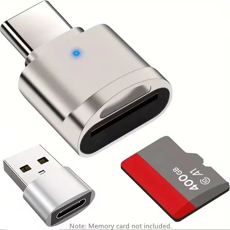 2-Pack Type C TF Reader • Zinc Alloy Shell • SD Card Reader • USB C to USB Adapter • Suitable for Laptop, MacBook, Samsung Galax