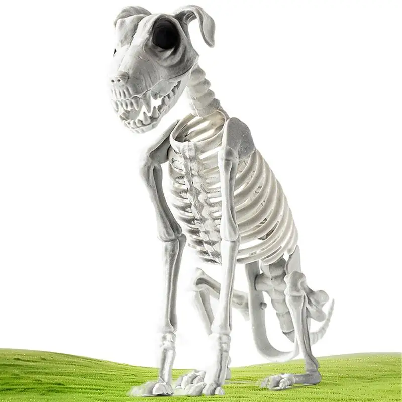 

Halloween Dog Skeleton Sculpture Horror Realistic Puppy Skeleton Sculpture Animal Bone Ornaments Festival Indoor Outdoor Decor