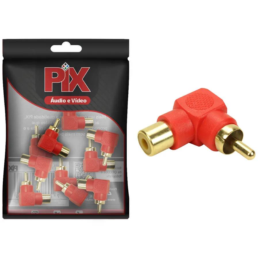 10x Plug Adapter Rca Male X Female-(L format) 90 ° Degrees