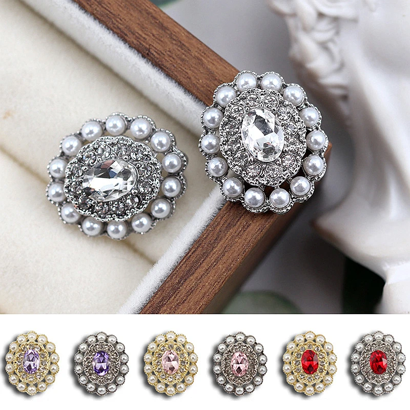 

10PCS Oval 3D Luxury Alloy Full Rhinestone Nail Art Charms Pearl Accessories For Nails Decoration Design Manicure Decor Supplies