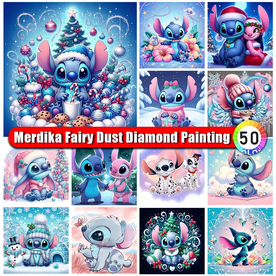 

Picture Size Fairy Dust Diamond Painting Mosaic Disney Stitch Cartoon Embroidery Cross Stitch Home Decor Children's Gift New