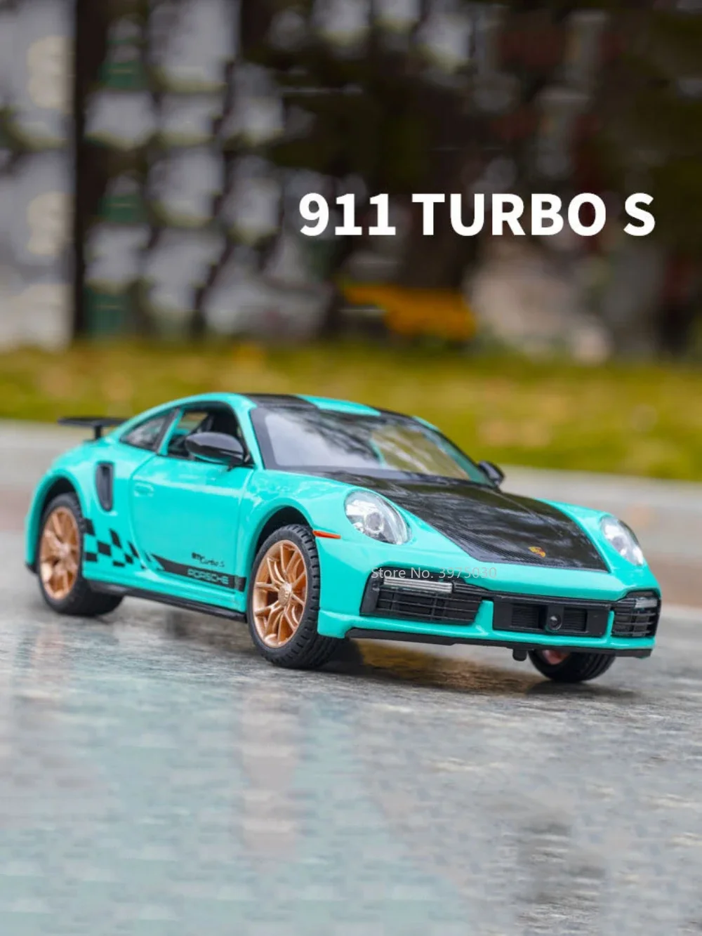 

1:24 Сплав Porsche 911 Turbo S Миниатюрные модели автомобилей Литые под давлением игрушки 4-дверный открытый спортивный автомобиль со световым звуком Транспортные средства Подарки для мальчиков