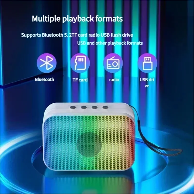 NIEUW Draagbare Bluetooth-luidspreker met bas, mini draadloze audio met omgevingslicht, cadeau voor gebruik buitenshuis en desktop
