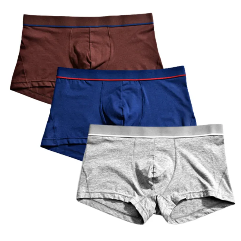 

Big Size Underwear Of Men Boxers Briefs Boy Undies Knickers Sexy Homme Panties U Convex Underpants Shorts 3 Pcs Solid Colors