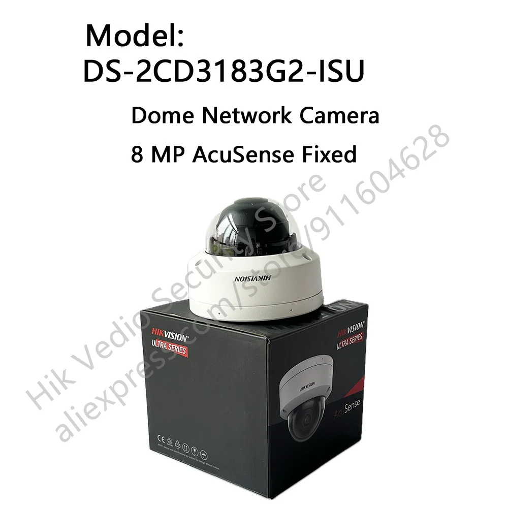 Telecamera di rete a cupola fissa Hikvision DS-2CD3183G2-ISU 8 MP 4K AcuSense