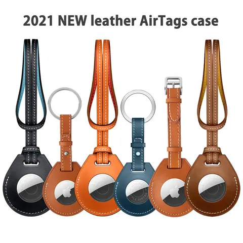 M3C Apple AirTag 가죽 Hangable Anti-lost 장치 키 링 수하물 태그 가방 참 루프 용 고급 충격 방지 보호 케이스