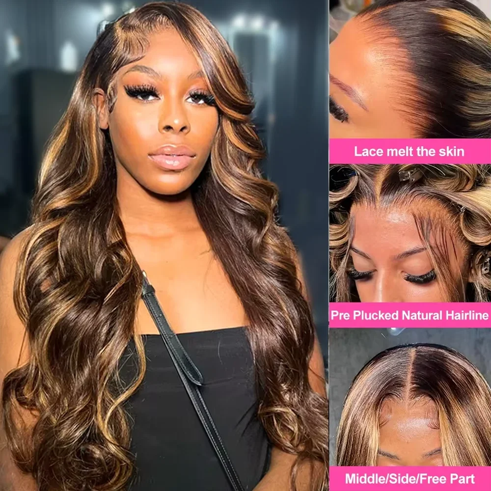 Highlight Honey Blonde Body Wave Lace Front Wig Wear Go Glueless Wig Colored 13x6 HD Lace Frontal Wig 100% Human Hair Wigs Sale