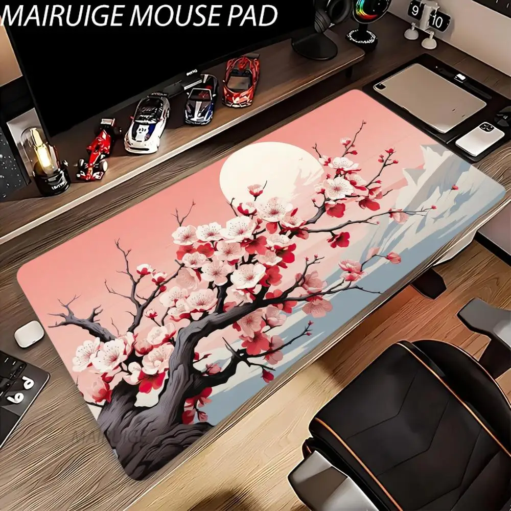 

Cherry Blossom Scenery Mouse Pad Large Computer Office Game Table Mat XXL Rubber Anti-slip Stitched Keyboard Mats Long Desk Pads