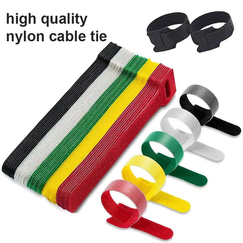 20/50 pz/ Fascette Rilasciabili Plastica Gancio di Fissaggio Fascette Riutilizzabili Fascette Nylon Loop Wrap Zip Bundle T-tipo Fascetta del Cavo filo