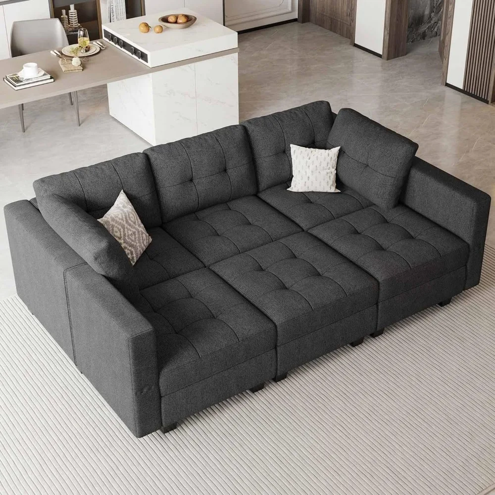 

Modular Sectional Sofa with Storage Sectional Sleeper Couch Modular Sofas Bed for Living Room Dark Grey, Sofa