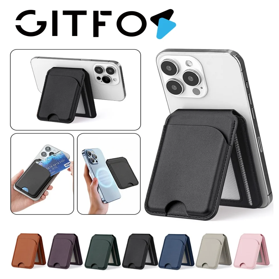 

GITFOS Magnetic Wallet Phone Stand for iPhone17 16 15 14 Lightweight MagSafe Phone Card Stand Leather Magnetic Card Holder