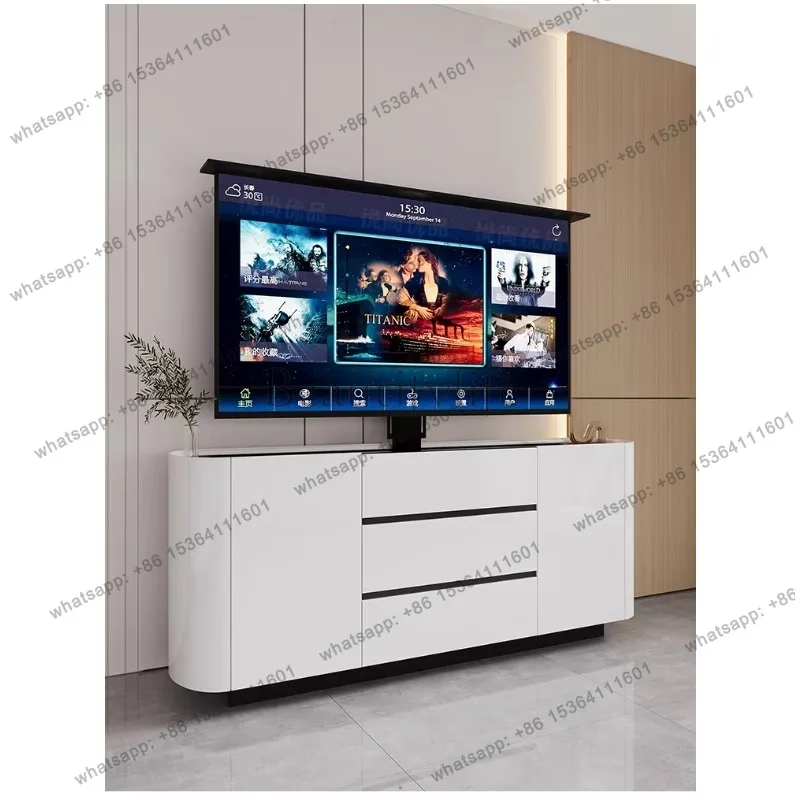 YJ Italian Light Luxury 55-65-75 Inch Hidden Electric Remote Control Lift Modern Simple Integrated TV Cabinet