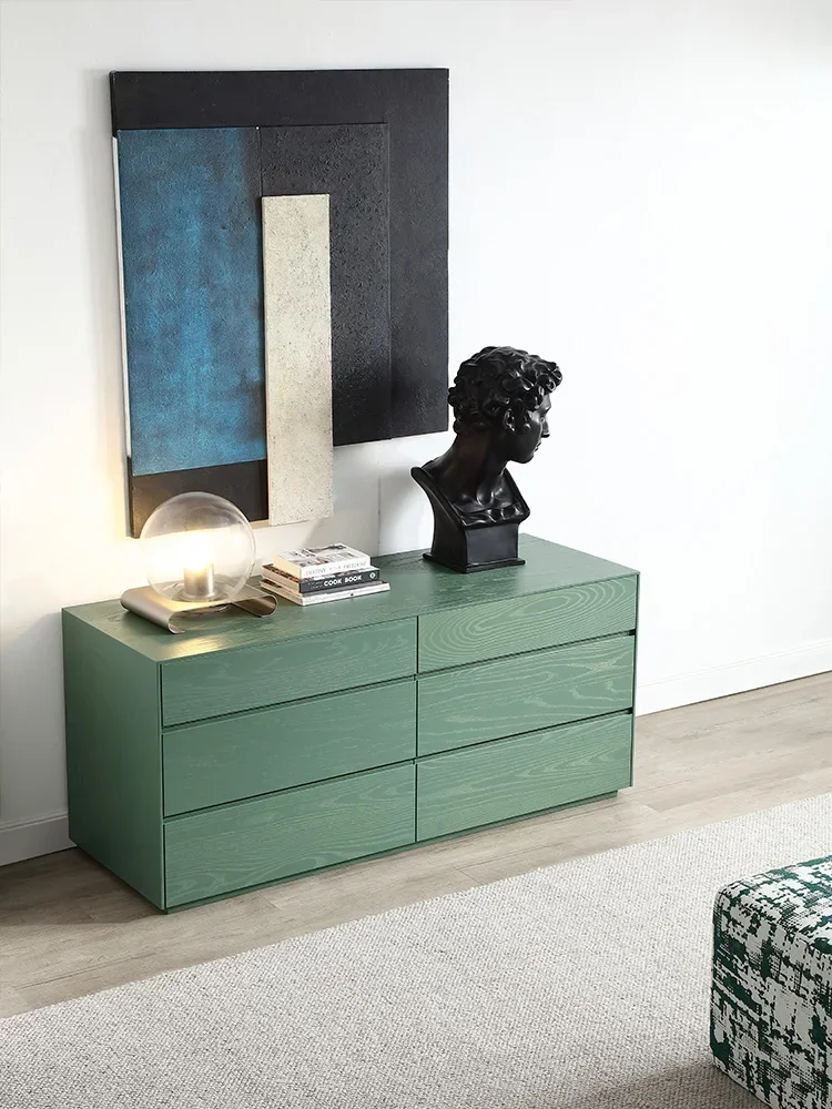 Six Chests of Drawers, Bedroom Solid Wood Parquet, Green Chest of Drawers, Storage Cabinets