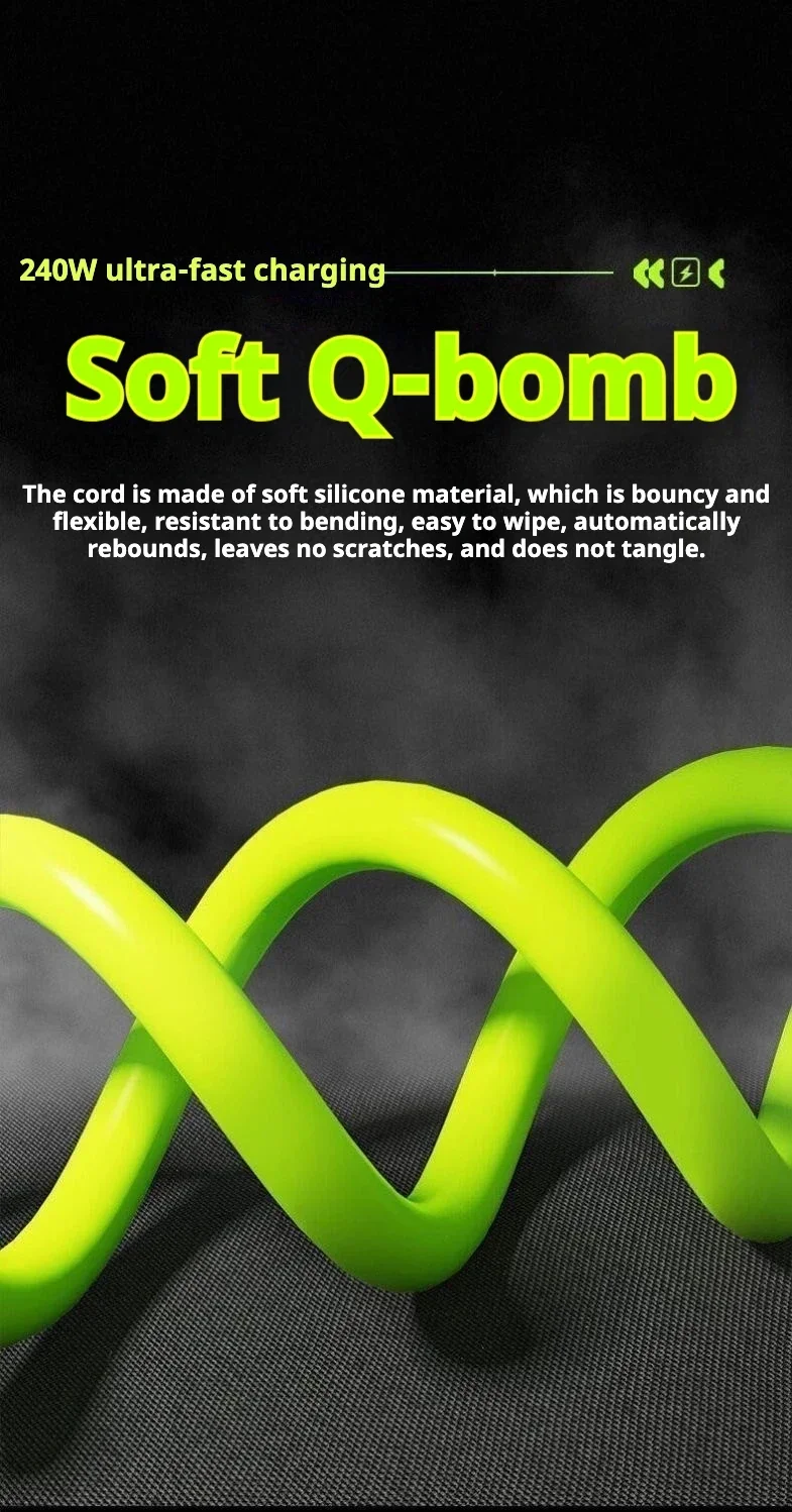 สายชาร์จเร็วแบบ Type C to Type C กำลังไฟสูง 240W สำหรับ Xiaomi Huawei OPPO iPhone 15 16 17 และ Samsung