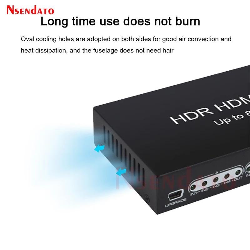 HDMI 2.1 8K HDR HDMI True Matrix Switch 4x2 Supports 4k 120hz Dolby Vision with Optical L R Audio Extractor ARC for PC TV PS4
